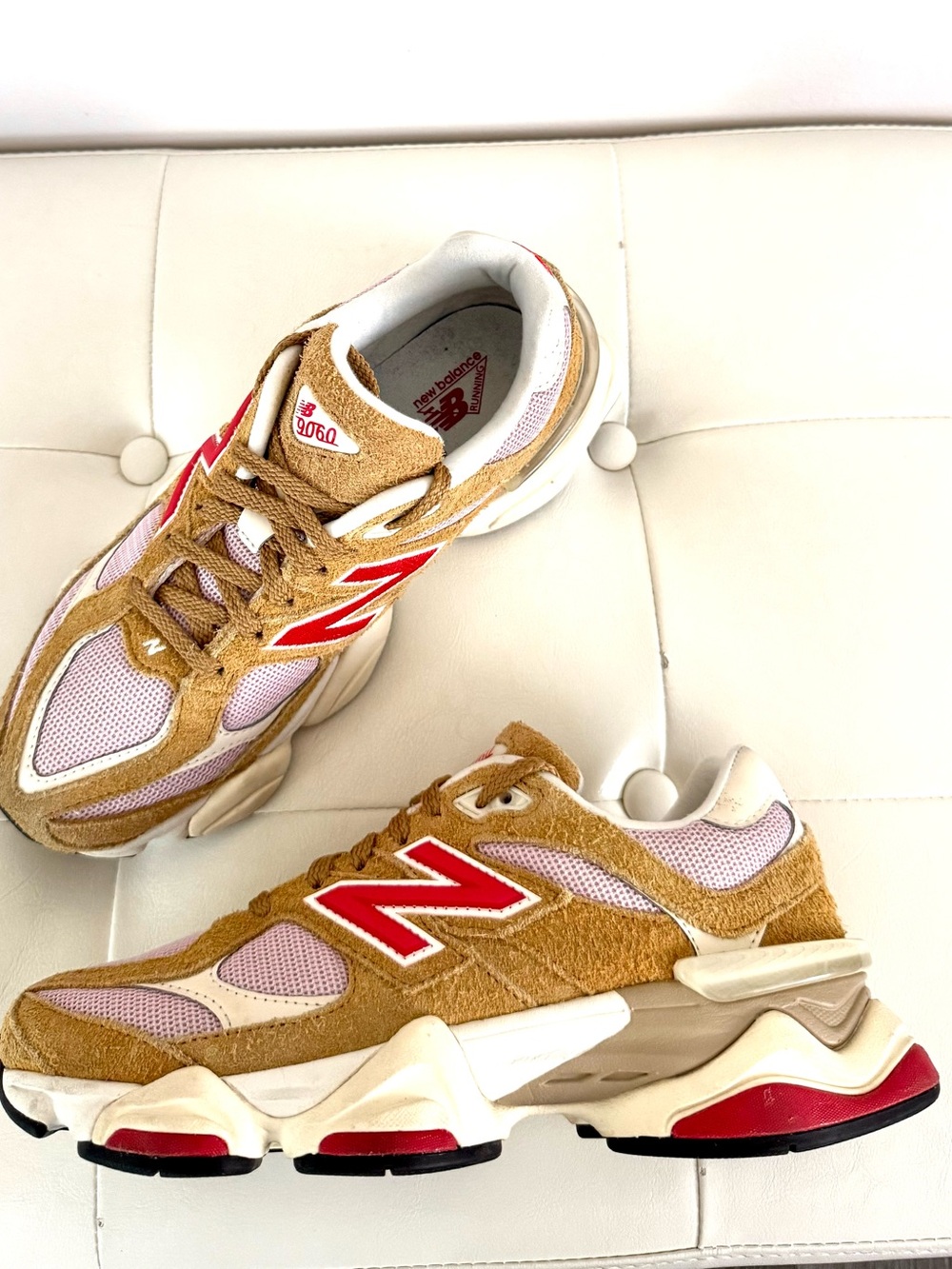 New Balance 9060 Women’s Retro Runner Sneakers - Great Plains/True Red